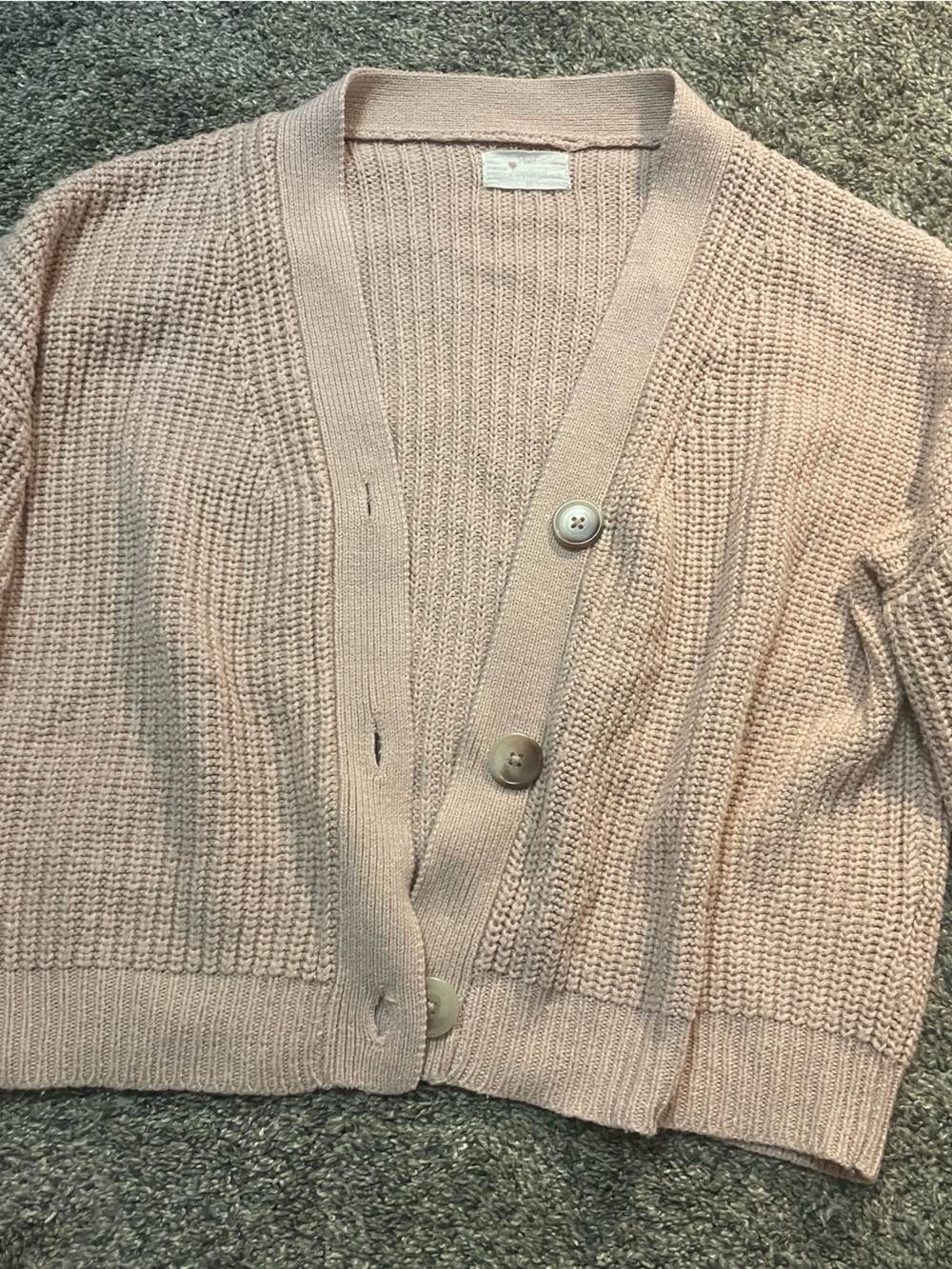 Light Pink Women's Button Knit Cardigan Sweater